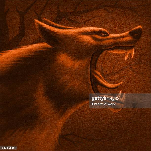 angry wolf roaring - howling wolf stock illustrations