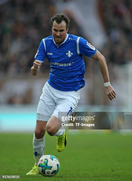 Kevin Grosskreutz of Darmstadt controls the ball during the Second Bundesliga match between FC St. Pauli and SV Darmstadt 98 at Millerntor Stadium on...