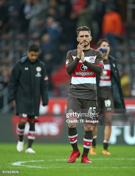 Dimitrios Diamantakos of St. Pauli looks dejected after the Second Bundesliga match between FC St. Pauli and SV Darmstadt 98 at Millerntor Stadium on...