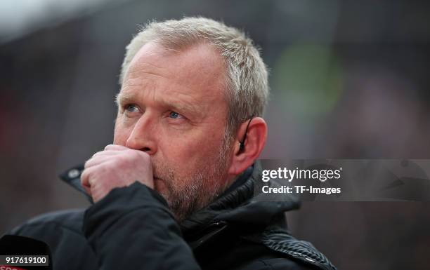 Sporting director Uwe Stoever of St. Pauli looks on prior to the Second Bundesliga match between FC St. Pauli and SV Darmstadt 98 at Millerntor...