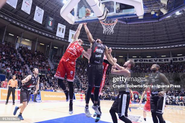 Eric Mika of VL competes with Alessandro Pajola - Kenny Lawson - Filippo Baldi Rossi - Oliver Lafayette of Segafredo during the LBA Legabasket of...