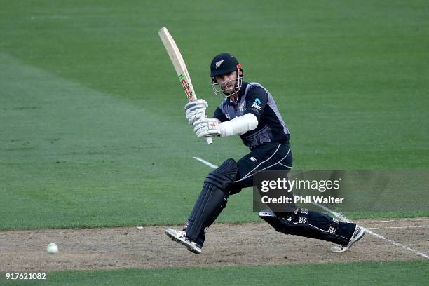 Kane Williamson of the Blackcaps bats during the International Twenty20 match between New Zealand and England at Westpac Stadium on February 13, 2018...