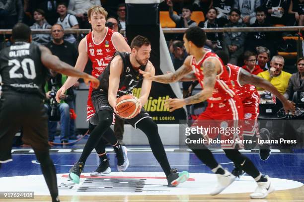 Filippo Baldi Rossi and Oliver Lafayette of Segafredo competes with Eric Mika and Dallas Moore and Mario Little of VL during the LBA Legabasket of...