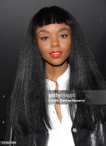 Ashley Murray poses backstage for the Zadig & Voltaire fashion show during New York Fashion Week at Cedar Lake Studios on February 12, 2018 in New...