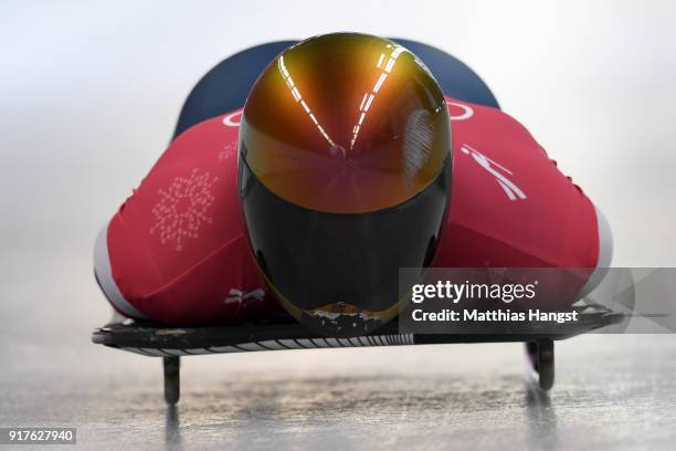 John Daly of the United States trains during the Mens Skeleton training session on day four of the PyeongChang 2018 Winter Olympic Games at Olympic...