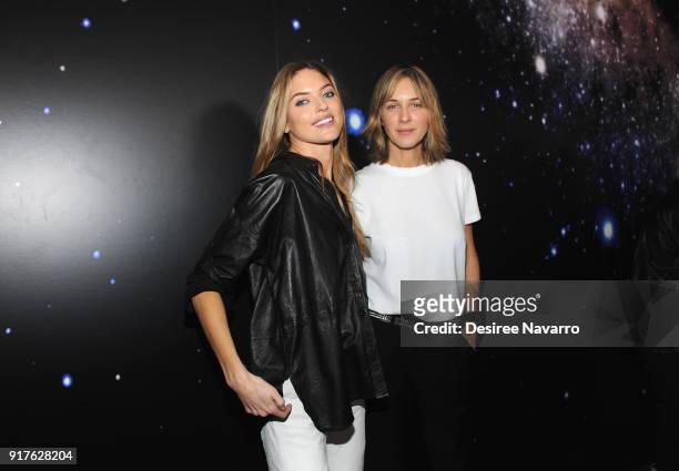 Fashion Designer for Zadig & Voltaire, Cecilia Bonstrom poses with Martha Hunt backstage for the Zadig & Voltaire fashion show during New York...