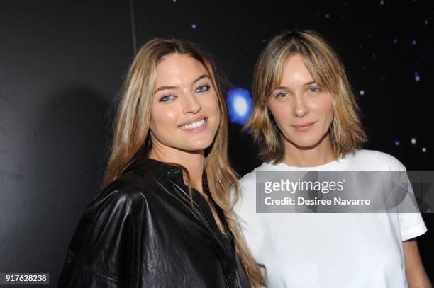 Fashion Designer for Zadig & Voltaire, Cecilia Bonstrom poses with Martha Hunt backstage for the Zadig & Voltaire fashion show during New York...