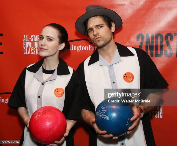 Rachel Brosnahan and Jason Ralph attend the Second Stage Theatre 2018 Bowling Classic at Lucky Strike on February 12, 2018 in New York City.