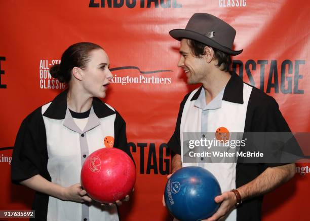 Rachel Brosnahan and Jason Ralph attend the Second Stage Theatre 2018 Bowling Classic at Lucky Strike on February 12, 2018 in New York City.