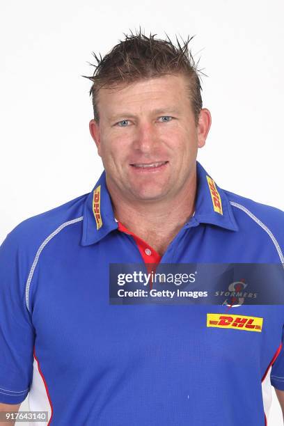 Gareth Wright, Kicking Coach, poses during the Stormer 2018 Super Rugby headshots session on December 5, 2017 in Cape Town, South Africa.