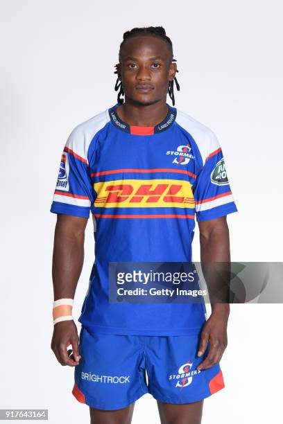 Seabelo Senatla poses during the Stormer 2018 Super Rugby headshots session on December 5, 2017 in Cape Town, South Africa.