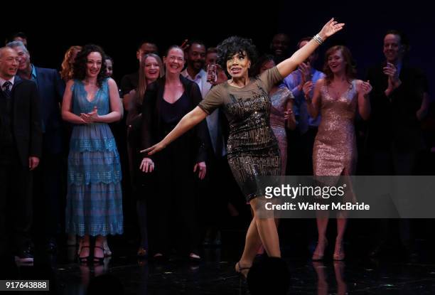 Sheryl Lee Ralph with cast during the curtain call bows for the Actors Fund's 15th Anniversary Reunion Concert of 'Thoroughly Modern Millie' on...
