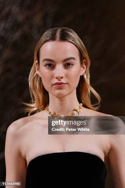 Maartje Verhoef walks the runway at Oscar De La Renta fashion show during February 2018 New York Fashion Week at The Cunard Building on February 12,...