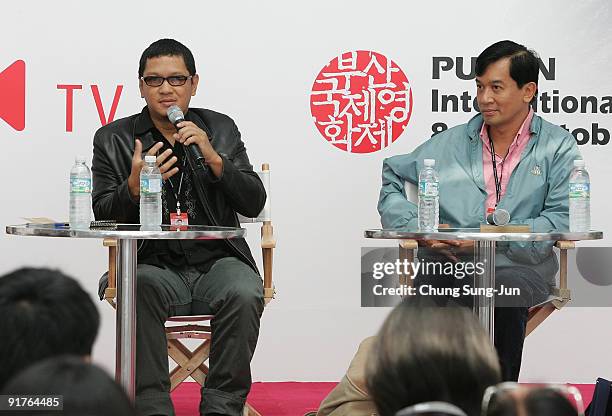 Director Raymond Red and Nick Deocampo attend the Meet the Guest 'Filipino Indie-Film Directors' during the 14th Pusan International Film Festival at...