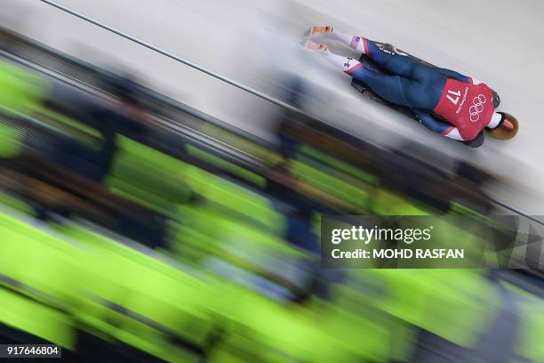 John Daly practices in the men's skeleton training session at the Olympic Sliding Centre, during the Pyeongchang 2018 Winter Olympic Games in...