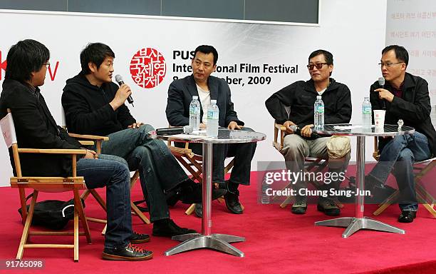 Director Choi Dong-Hun, Hur Jin-Ho, Ryu Jang-Ha and Hwang Ku-Duk attend the Meet the Guest 'Korean Directors-In Good Company' during the 14th Pusan...