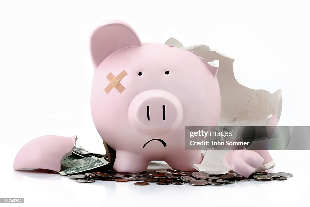 Broken piggy bank