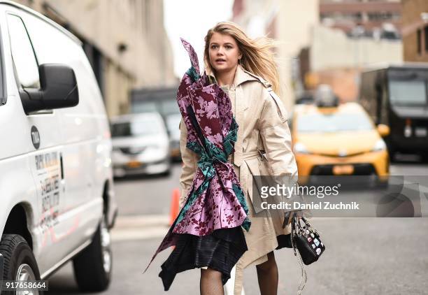 Guest is seen outside the Ralph Lauren show during New York Fashion Week: Women's A/W 2018 on February 12, 2018 in New York City.
