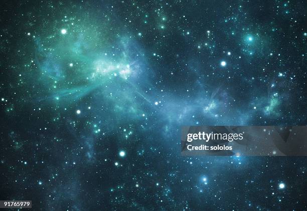 mysterious beautiful blue space nebula - horoscope signs stockfoto's en -beelden