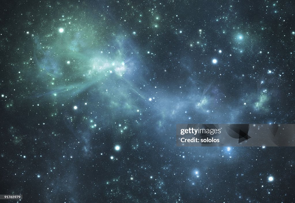 Mysterious beautiful blue space nebula