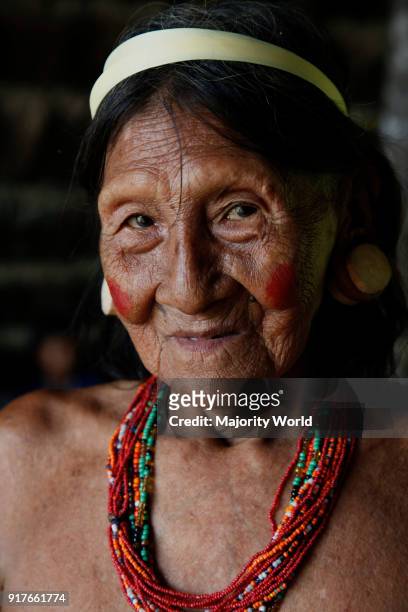 Huaorani Amerindians trying to survive through eco-tourism against the threat of oil multinationals. Yasuni National Park. Amazon, Ecuador.