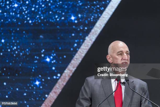 Grant Bowie, chief executive officer of MGM China Holdings Ltd., speaks during a news conference at the MGM Cotai casino resort, developed by MGM...