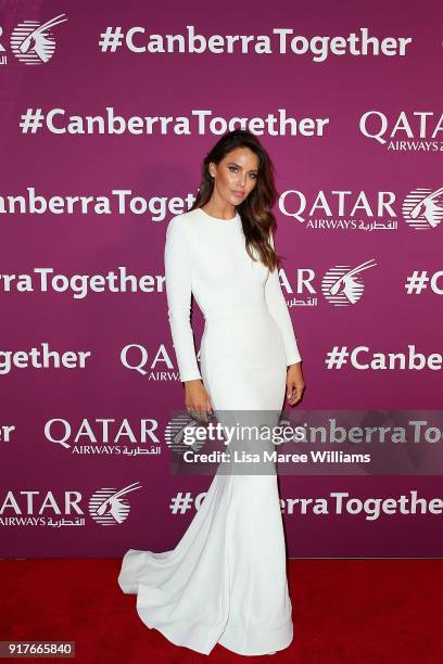 Jodi Gordon arrives at the Qatar Airways Canberra Launch gala dinner on February 13, 2018 in Canberra, Australia.