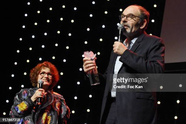 Lauriers 2017 Best Actor Jean Pierre Darroussin and actress Andrea Ferreol attend the 23 eme Ceremonie des Lauriers de La Radio et de La Television...