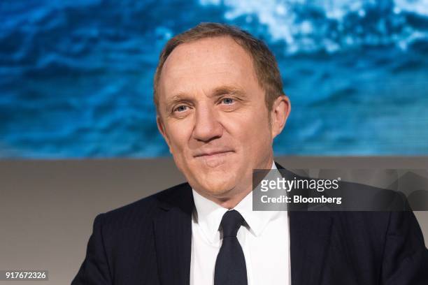 Francois-Henri Pinault, chief executive officer of Kering SA, pauses during a news conference to announce the company's annual results in Paris,...
