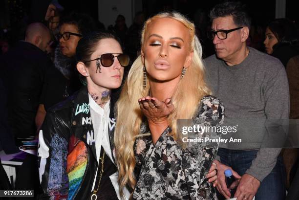 Nats Getty and Gigi Gorgeous attend Anna Sui - Front Row - February 2018 - New York Fashion Week: at Spring Studios on February 12, 2018 in New York...