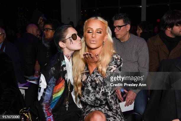 Nats Getty and Gigi Gorgeous attend Anna Sui - Front Row - February 2018 - New York Fashion Week: at Spring Studios on February 12, 2018 in New York...