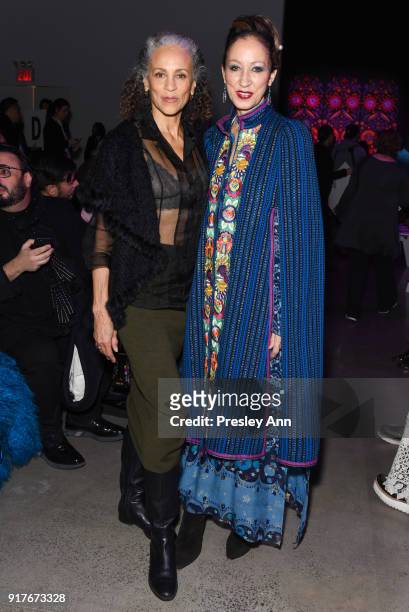 Alva Chinn and Pat Cleveland attend Anna Sui - Front Row - February 2018 - New York Fashion Week: at Spring Studios on February 12, 2018 in New York...