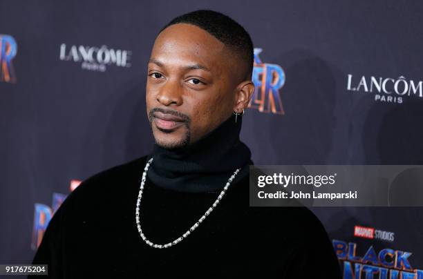 LoQuan Smith attends Marvel Studios Presents: Black Panther Welcome To Wakanda during February 2018 New York Fashion Week: The Shows at Industria...