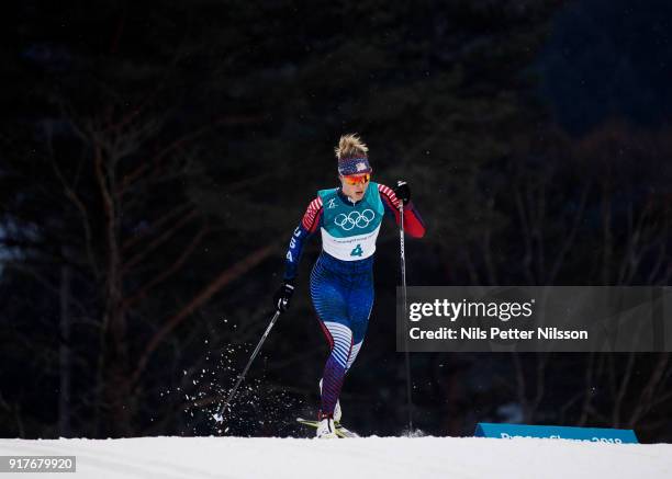 Sadie Bjornsen of USA during the Womens Individual Sprint Classic Qualification on day four of the PyeongChang 2018 Winter Olympic Games at Alpensia...