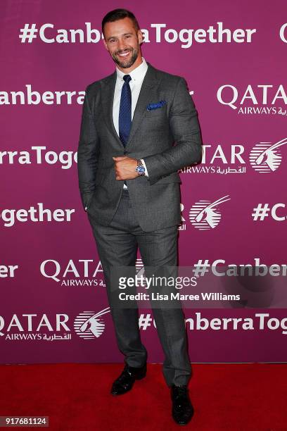 Kris Smith arrives at the Qatar Airways Canberra Launch gala dinner on February 13, 2018 in Canberra, Australia.