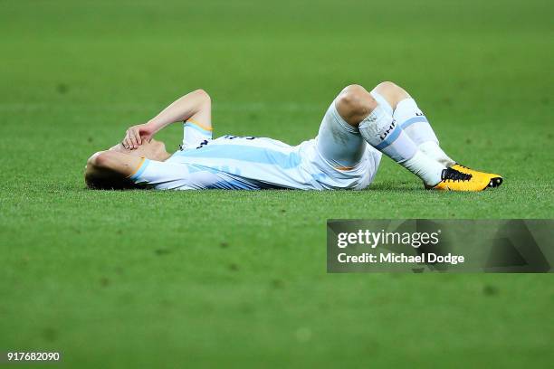 Lee YeongJae of Ulsan Hyundai looks dejected after their draw during the AFC Asian Champions Leagu between the Melbourne Victory and Ulsan Hyundai FC...