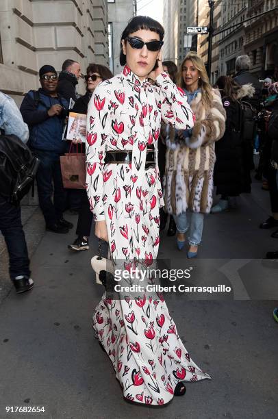 Actress Mia Moretti is seen arriving to the Oscar de la Renta fashion show during New York Fashion Week at The Cunard Building on February 12, 2018...