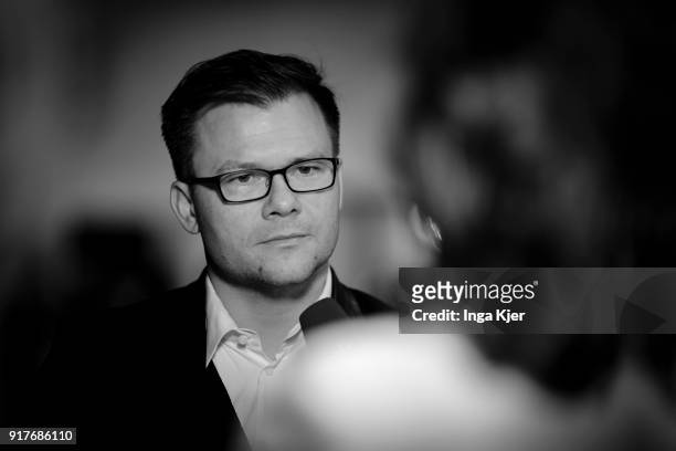 Carsten Schneider, parliamentary director of the SPD faction in the Bundestag, arrives for a special faction meeting, on February 07, 2018 in Berlin,...