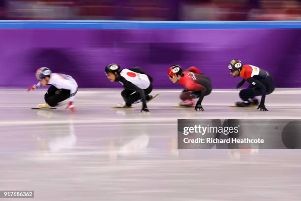 Hyojun Lim of Korea, Kazuki Yoshinaga of Japan, Charle Cournoyer of Canada, Daan Breeuwsma of the Netherlands compete during the Men's 1000m Short...