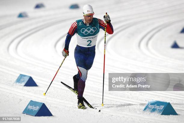 Simeon Hamilton of the United States competes during the Cross-Country Men's Sprint Classic Qualification on day four of the PyeongChang 2018 Winter...