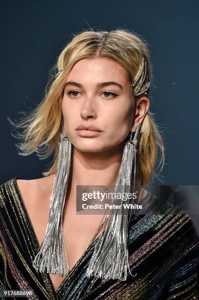 Hailey Baldwin walks the runway at the Zadig & Voltaire fashion show during New York Fashion Week at Cedar Lake Studios on February 12, 2018 in New...