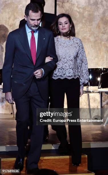 King Felipe of Spain and Queen Letizia of Spain deliver Innovation And Design Awards 2017 on February 12, 2018 in Mostoles, Spain.