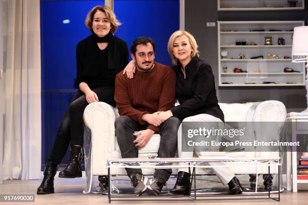 Amparo Larranaga, director Gabriel Olivares and Maria Pujalte during the performance of 'El Reencuentro' at Teatro Maravillas on February 12, 2018 in...