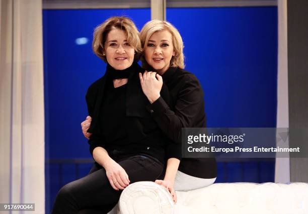 Actresses Amparo Larranaga and Maria Pujalte during the performance of 'El Reencuentro' at Teatro Maravillas on February 12, 2018 in Madrid, Spain.