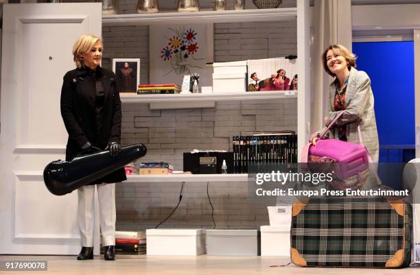 Actresses Amparo Larranaga and Maria Pujalte during the performance of 'El Reencuentro' at Teatro Maravillas on February 12, 2018 in Madrid, Spain.