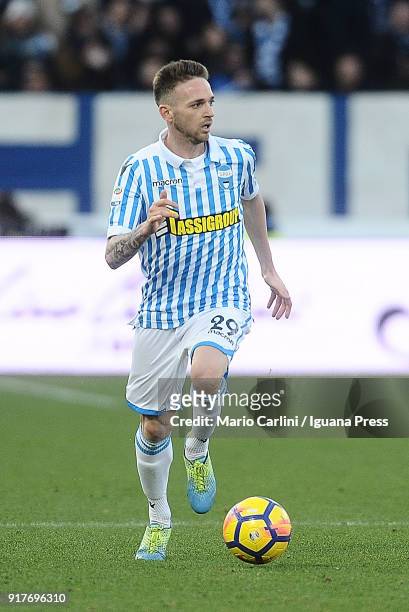 Manuel Lazzari of Spal in action during the serie A match between Spal and AC Milan at Stadio Paolo Mazza on February 10, 2018 in Ferrara, Italy.
