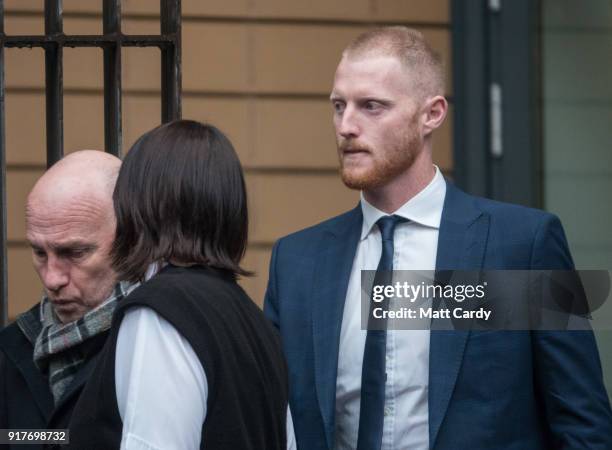 England Cricketer Ben Stokes leaves Bristol Magistrate's Court on February 13, 2018 in Bristol, England. The 26-year-old all-rounder, who was charged...