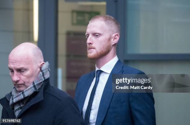 England Cricketer Ben Stokes leaves Bristol Magistrate's Court on February 13, 2018 in Bristol, England. The 26-year-old all-rounder, who was charged...