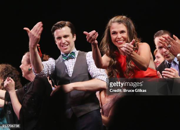 Gavin Creel and Sutton Foster take their curtain call at the "Thoroughly Modern Millie" 15th Anniversary Reunion Concert at The Minskoff Theater on...