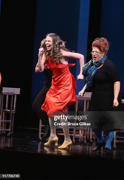 Sutton Foster and company perform in the "Thoroughly Modern Millie" 15th Anniversary Reunion Concert at The Minskoff Theater on February 12, 2018 in...